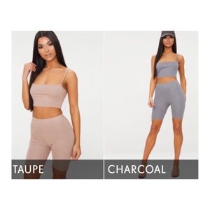 2 BIKE SHORTS TAN & GRAY